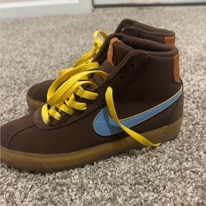 Nike Brown and Blue High-Top Sneakers